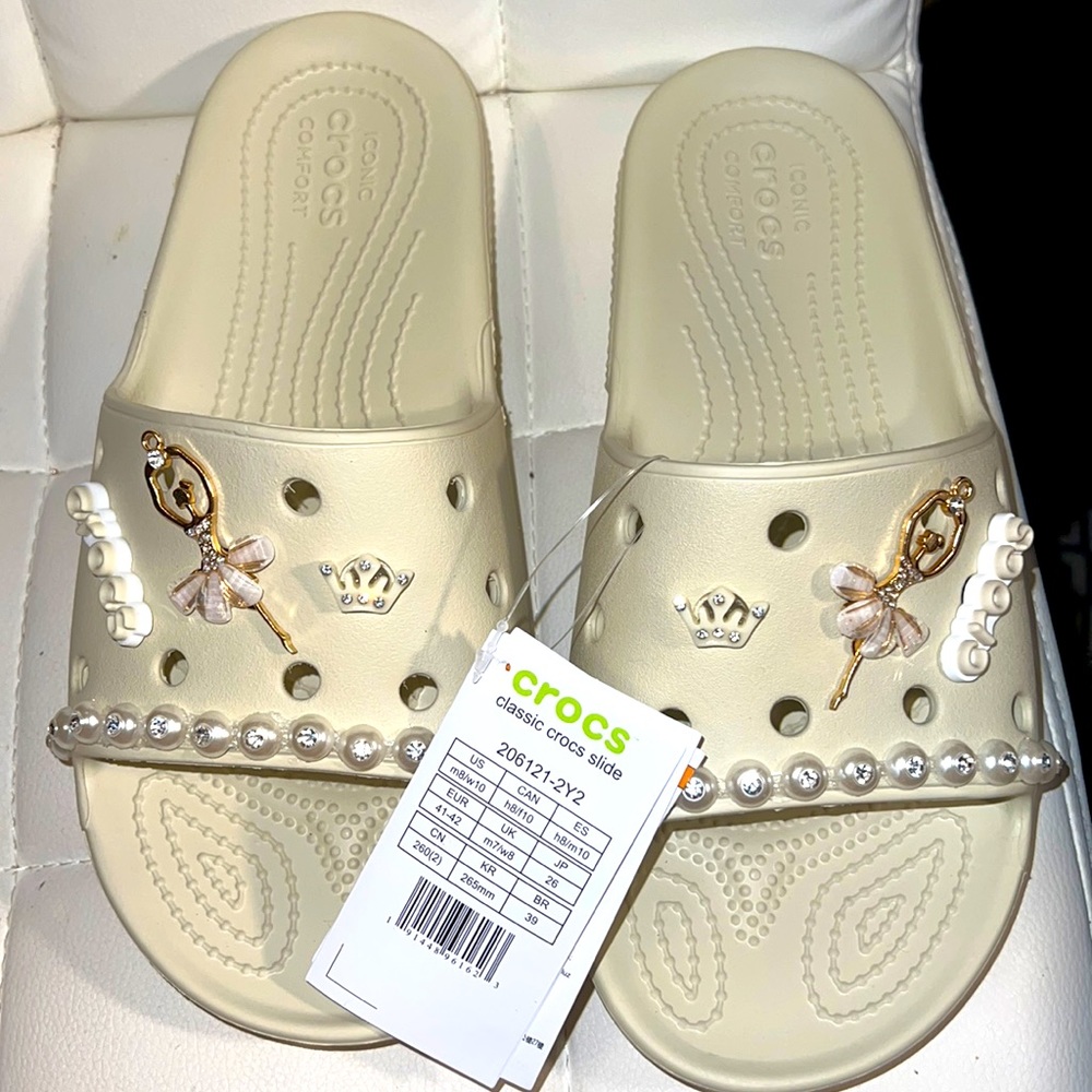CROC Slides beautiful new color ballerina bone slides